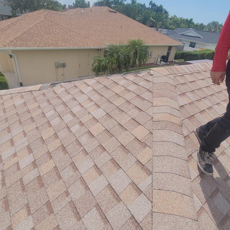 Shingle roof and ridge vent on residential home