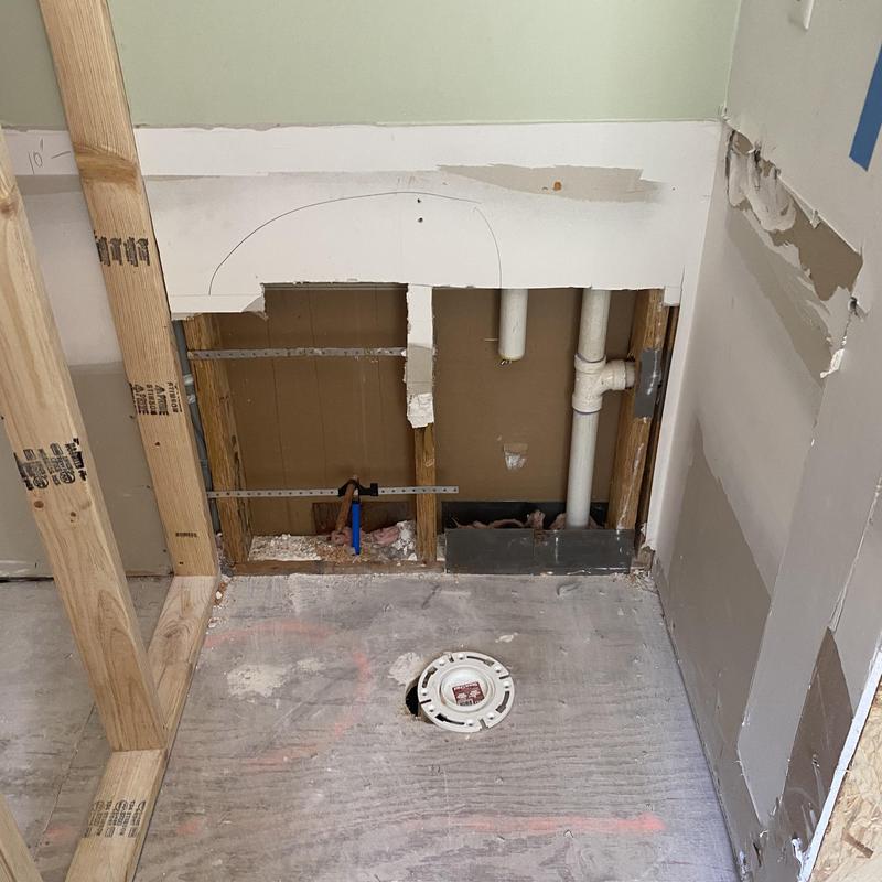 Bathroom drain pipes and rough-in plumbing framing Bathroom drain pipes and rough-in plumbing framing