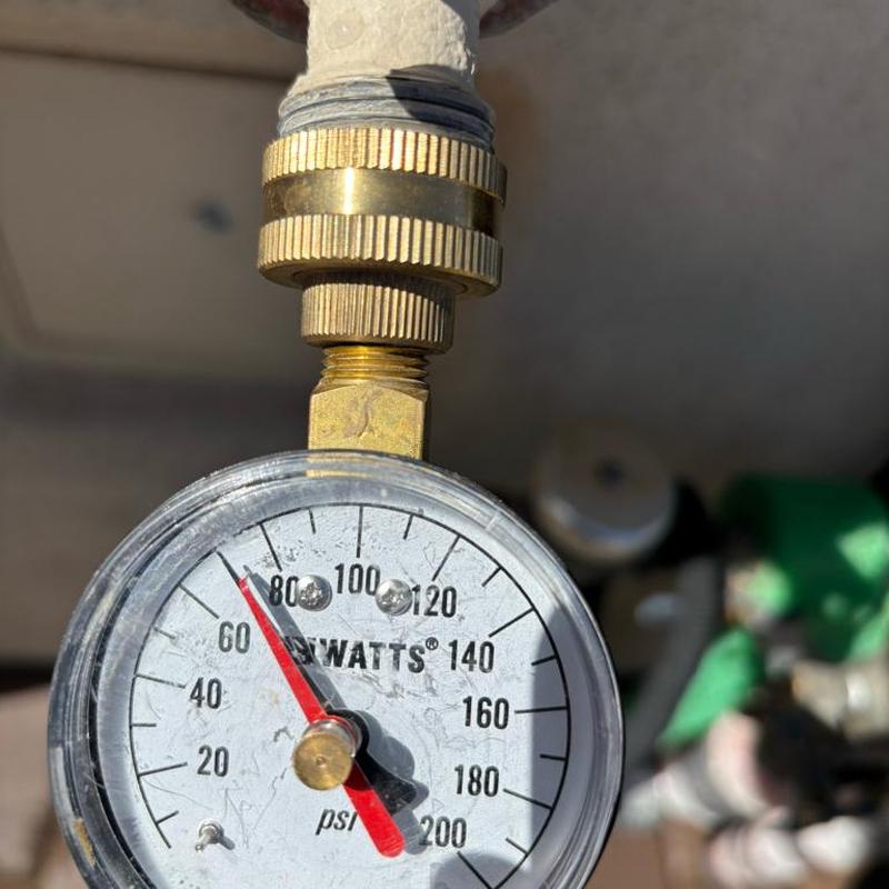 Pressure relief valve gauge reading 75 psi in Queen Creek