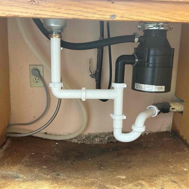Garbage disposal and kitchen sink drain piping installation