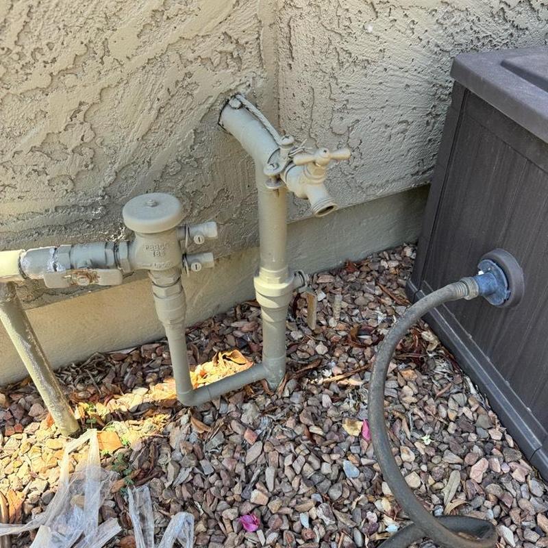 Pressure reducing valve installation on copper riser outdoors