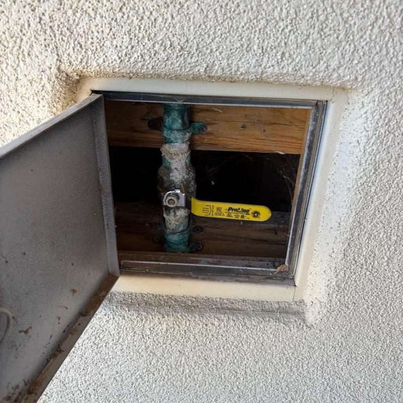 Pressure relief valve with tan access box installed