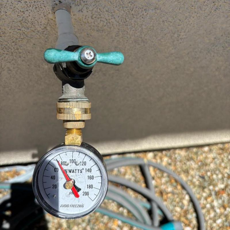 Pressure relief valve with pressure gauge at 75 psi