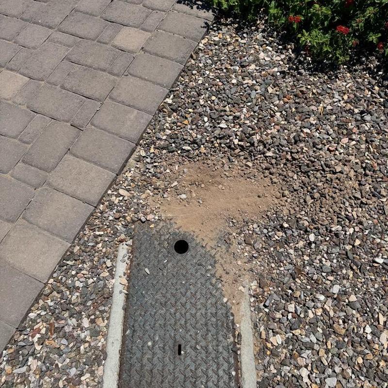 Water main access box with cut for ABS sleeve