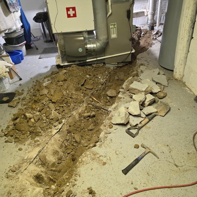 Laundry stack pipe replacement with concrete removal
