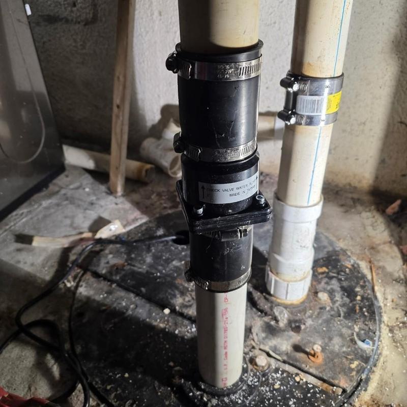 Sewage pump and 2-inch check valve installation