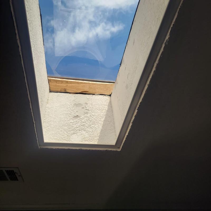 Skylight frame with water damage and seal issues Skylight frame with water damage and seal issues