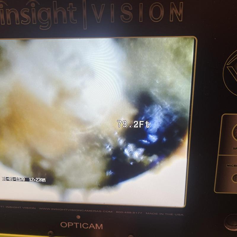 Sewer line inspection camera view at 79.2 feet Sewer line inspection camera view at 79.2 feet