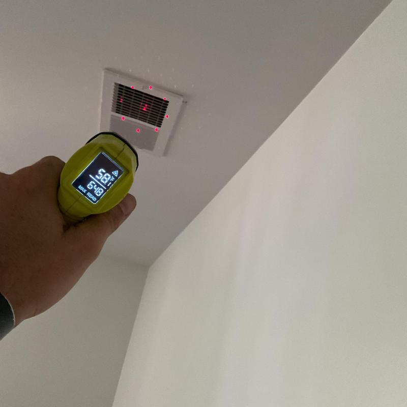 Ceiling air vent temperature check with infrared gun