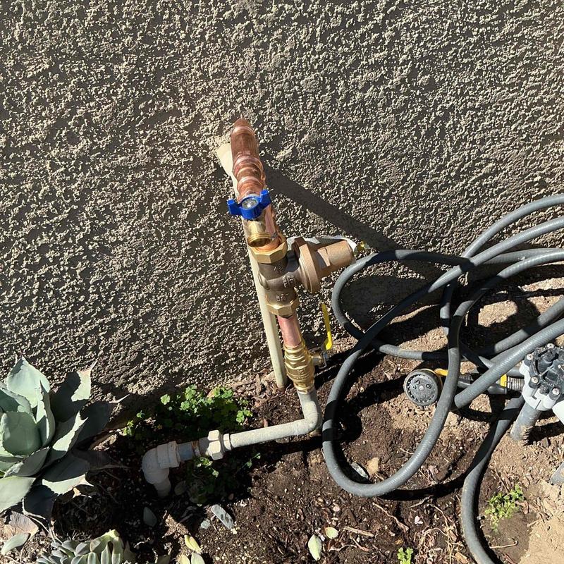 Regulator ball valve and hose bib installation outdoors