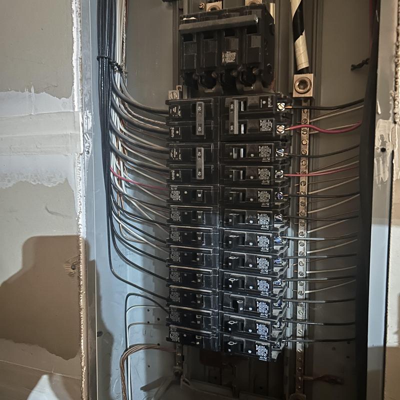 Electrical breaker panel with rewired circuits in Boise