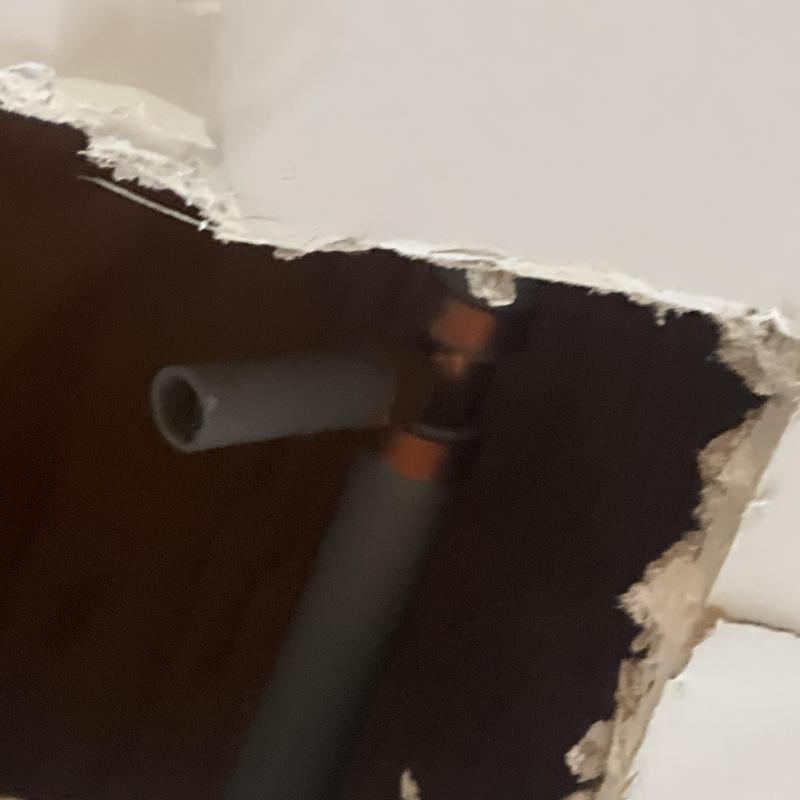 Quest waterline piping in ceiling cavity repair Quest waterline piping in ceiling cavity repair
