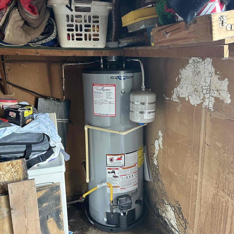 Water heater installation in basement nook