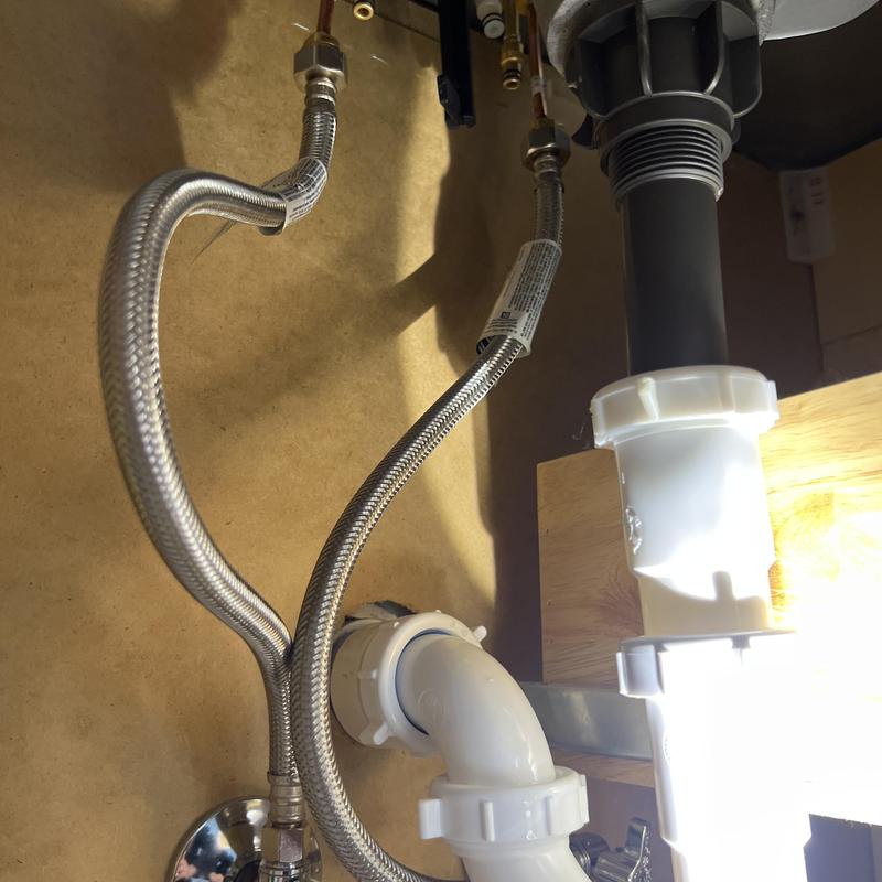 Vanity sink faucet supply lines and P-trap installation Vanity sink faucet supply lines and P-trap installation