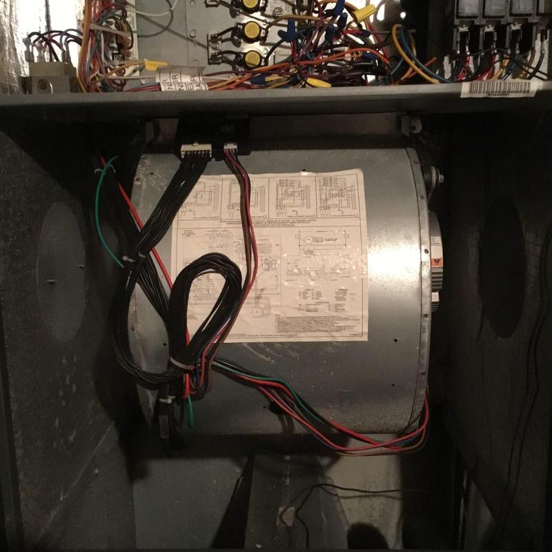 Furnace blower motor with wiring and control board