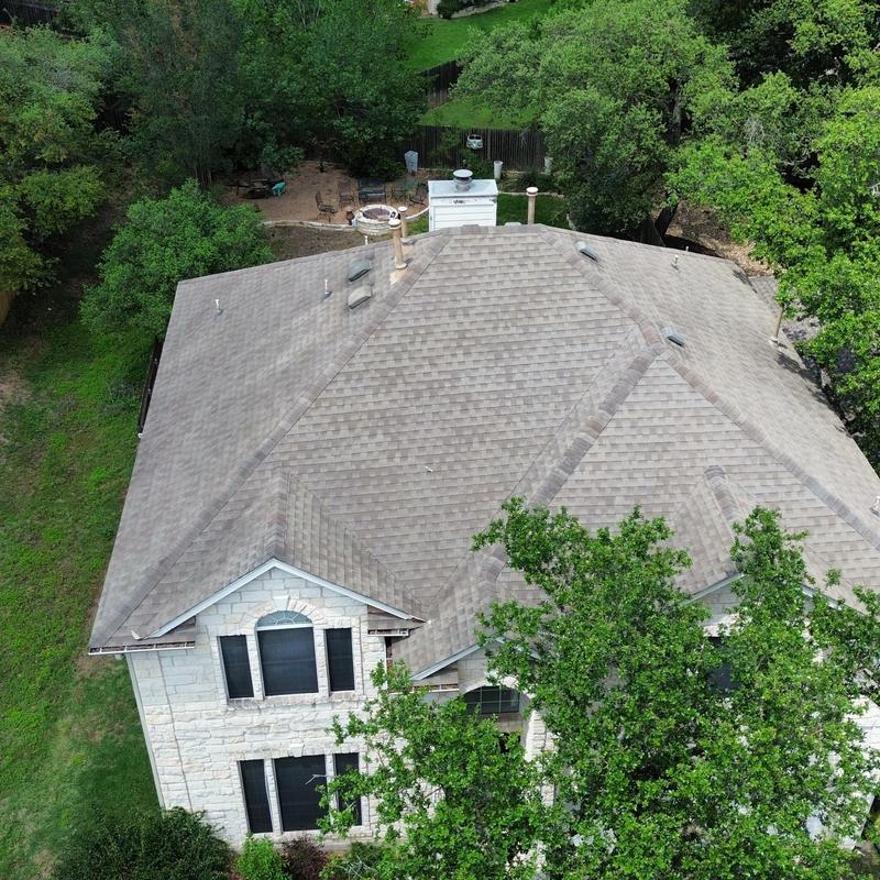 Asphalt shingle roof with granular loss inspection in Austin
