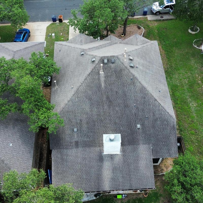 Asphalt shingle roof with granular loss inspection
