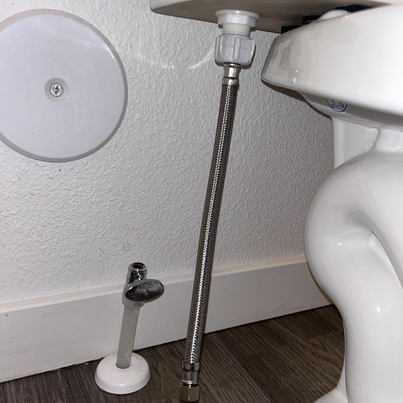 Toilet water supply line installation under bowl Toilet water supply line installation under bowl