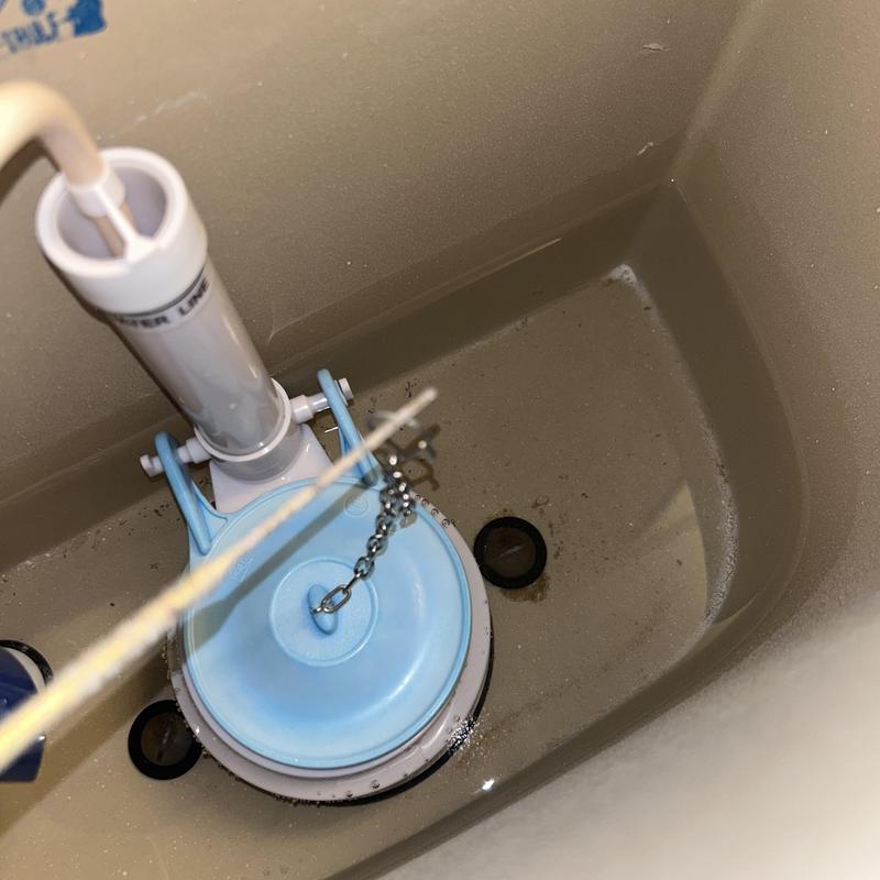 Toilet flush valve and flapper inside tank Toilet flush valve and flapper inside tank