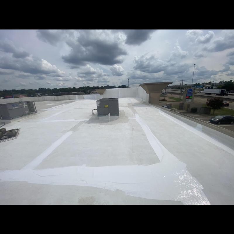 Roof membrane seams sealed with GAF roof sealant
