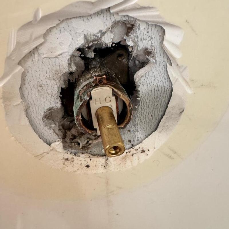 Moen shower cartridge valve with corroded handle removed