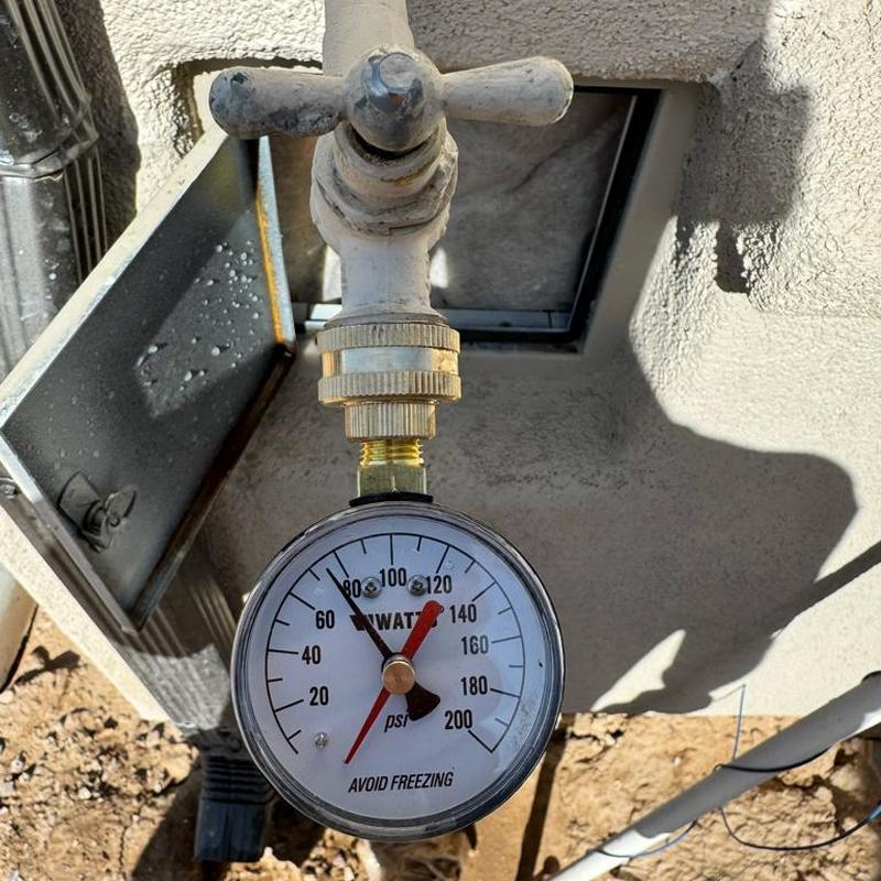 Pressure reducing valve and gauge on copper water main