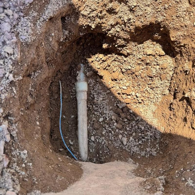 Pressure reducing valve installed in dirt excavation