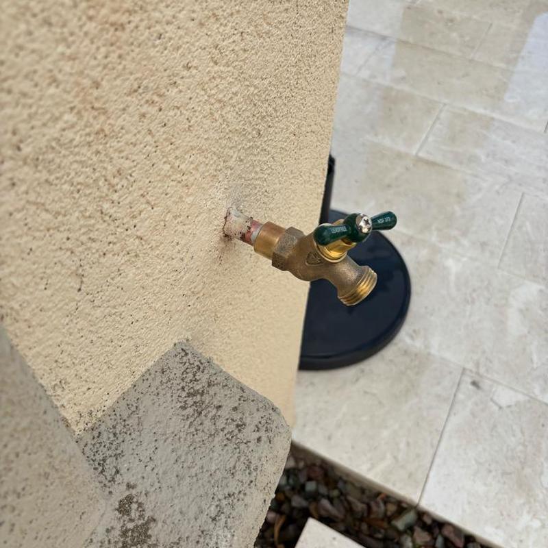 Hose bib valve new installation on exterior wall