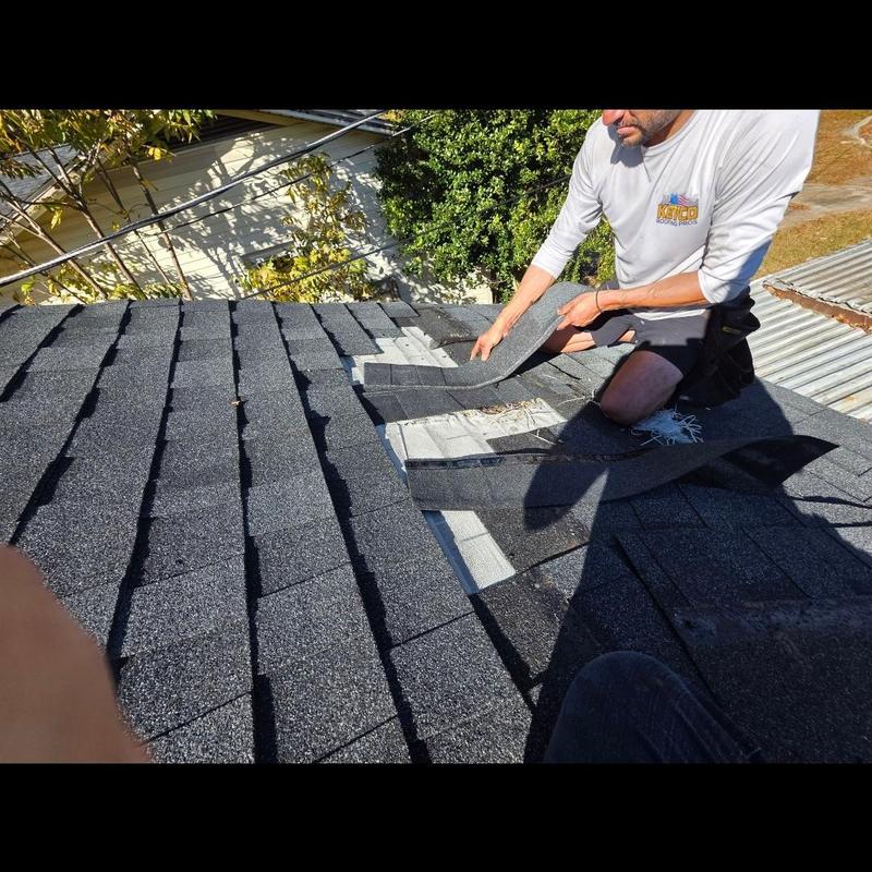 Asphalt shingle roof repair with new shingles installation Asphalt shingle roof repair with new shingles installation