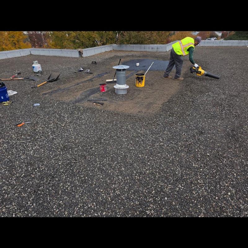 Flat roof leak repair on commercial building Flat roof leak repair on commercial building