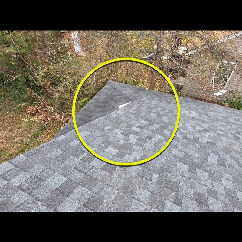 Roof shingles with visible corner and discoloration in Spartanburg Roof shingles with visible corner and discoloration in Spartanburg
