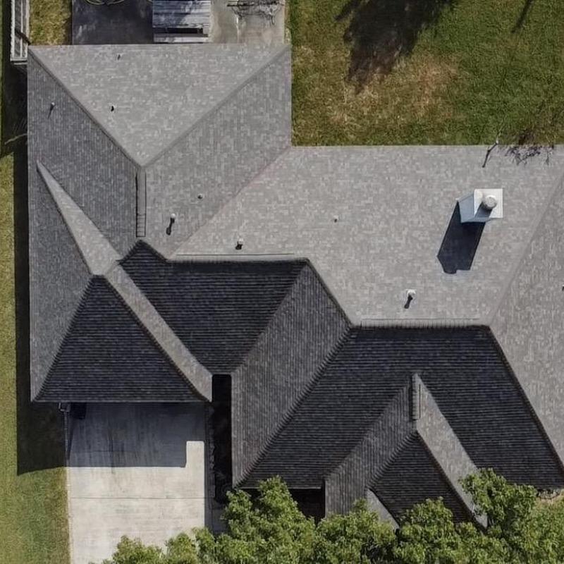 Owens Corning Duration windstorm roof replacement, aerial view