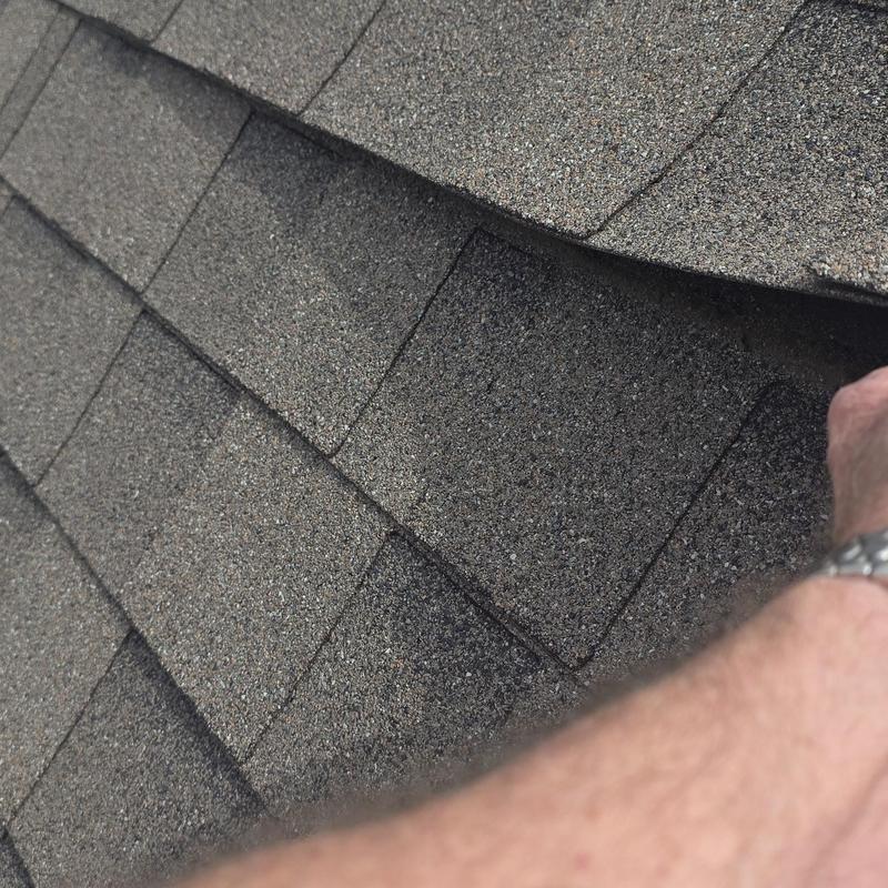 Asphalt roof shingles with hail damage inspection