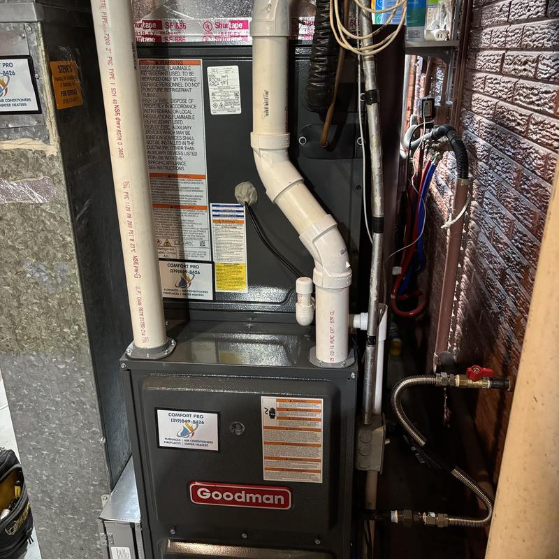 Goodman high efficiency furnace installation with PVC venting Goodman high efficiency furnace installation with PVC venting