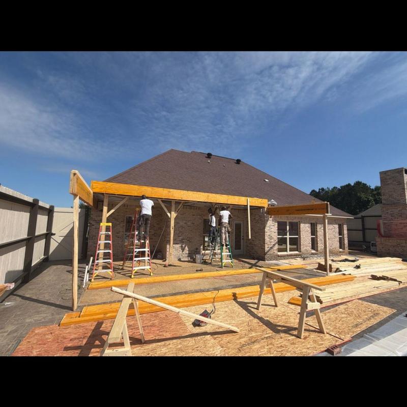 Outdoor kitchen wooden roof framing in Florence MS