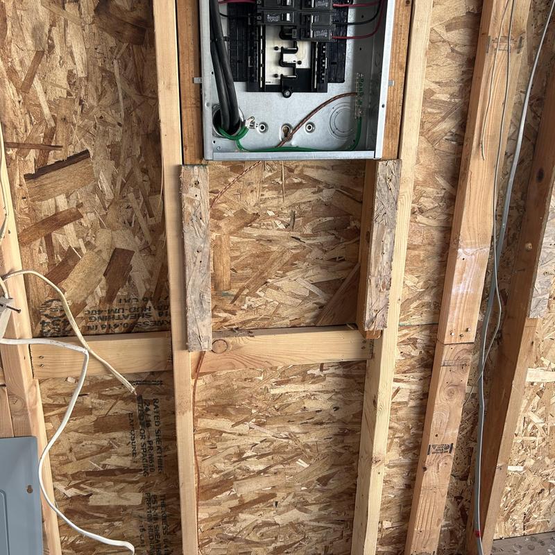 Main service electrical panel with grounding wire installation