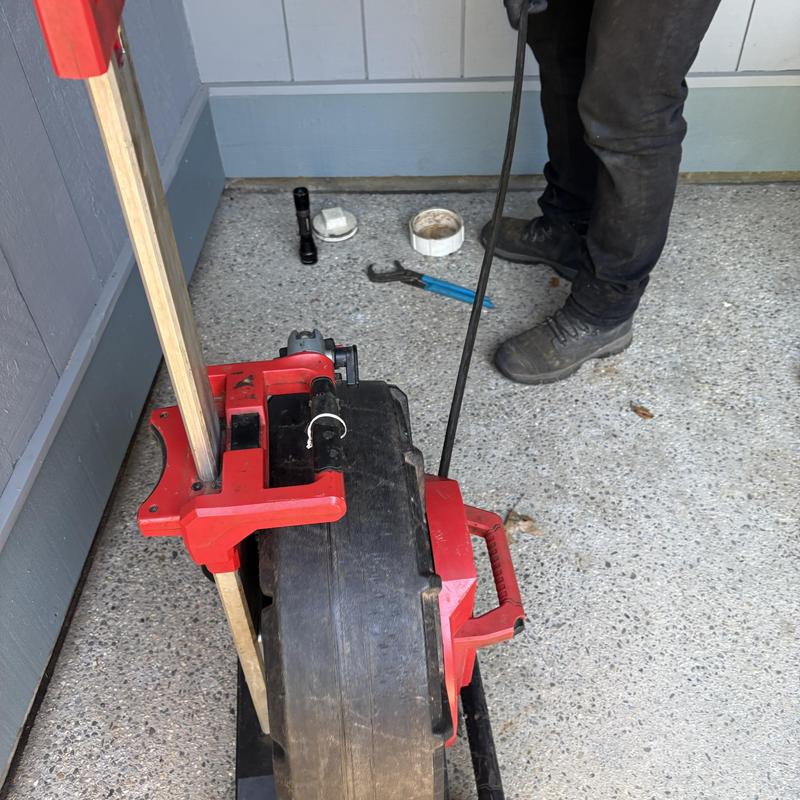 Sewer pipe camera inspection setup with tools Sewer pipe camera inspection setup with tools