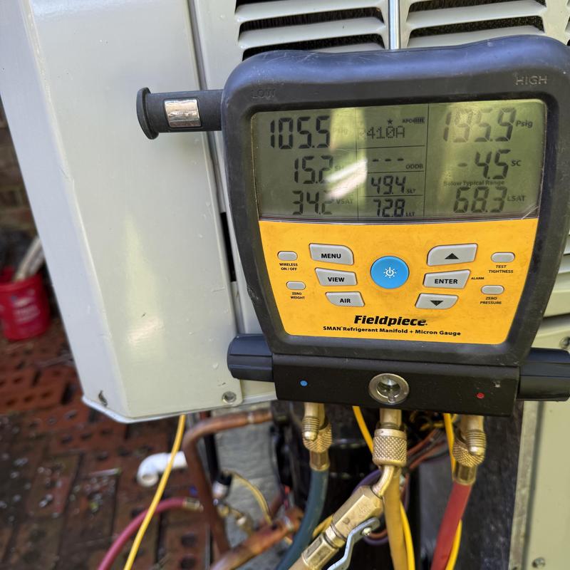 Refrigerant manifold gauge on package gas system Refrigerant manifold gauge on package gas system