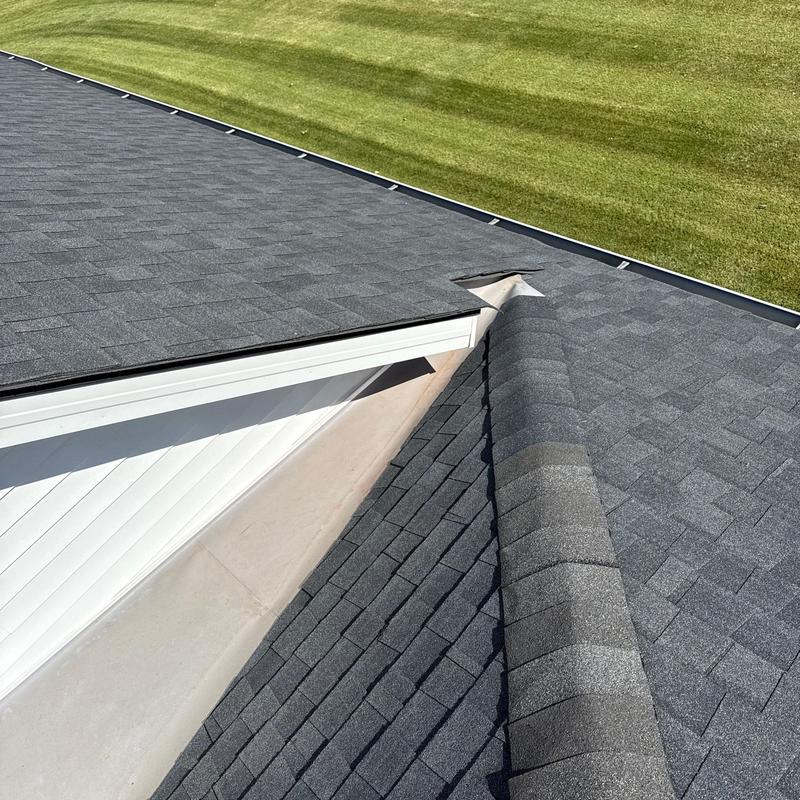 Roof shingles and flashing with hail damage inspection