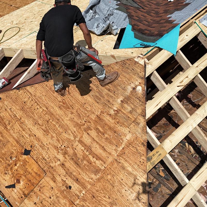 Plywood roof decking replacement with GAF shingles