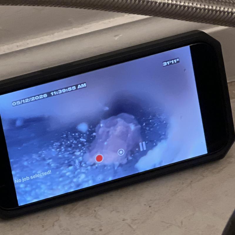Sewer line inspection camera showing blockage at 31 ft Sewer line inspection camera showing blockage at 31 ft