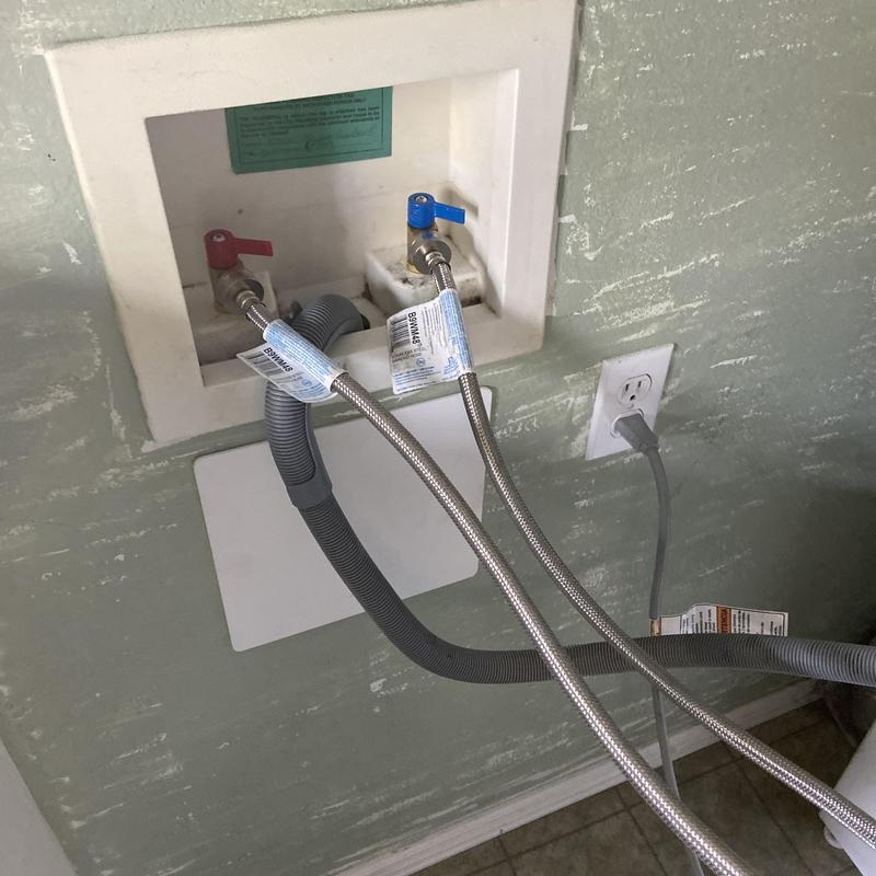 Laundry hot and cold water valves with access panel