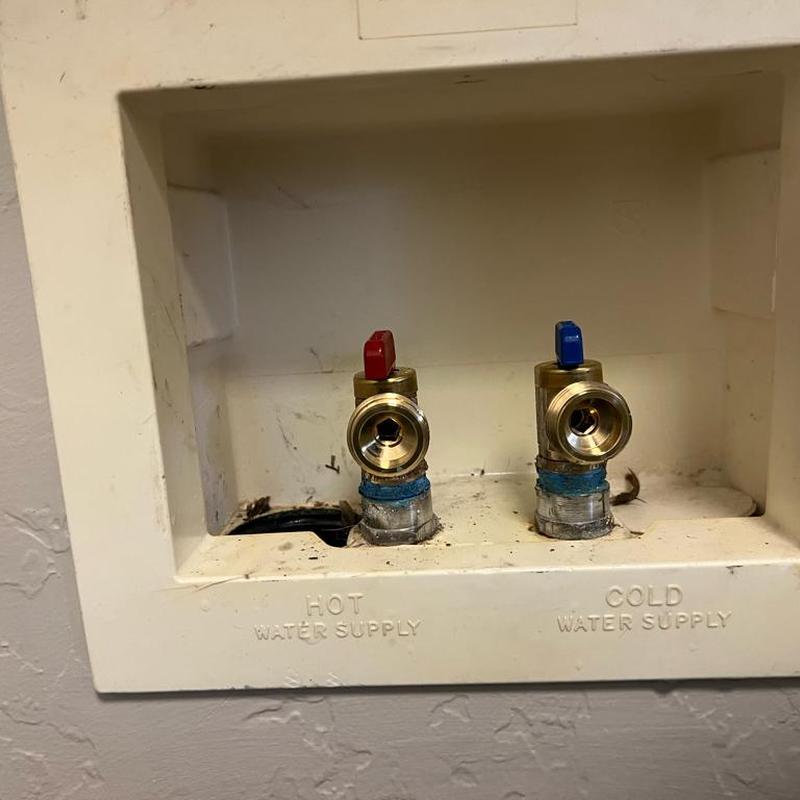 Laundry shut-off valves installed in laundry box