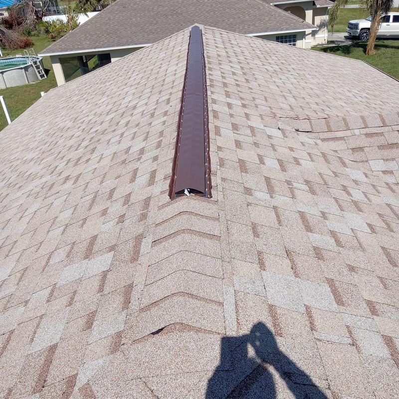 Owens Corning Duration shingle roof with ridge vent Owens Corning Duration shingle roof with ridge vent