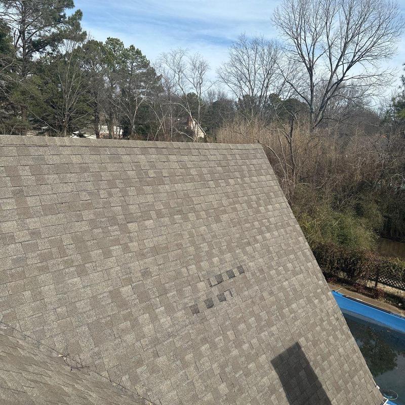 Owens Corning Oakridge asphalt roof with damaged shingles Owens Corning Oakridge asphalt roof with damaged shingles