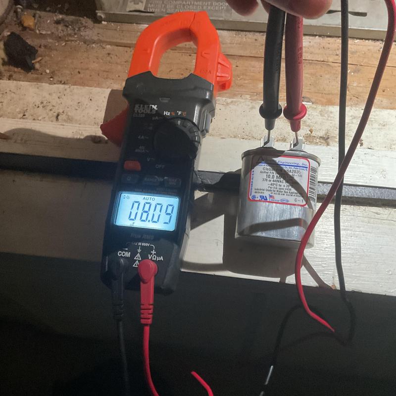 Blower capacitor testing with digital multimeter