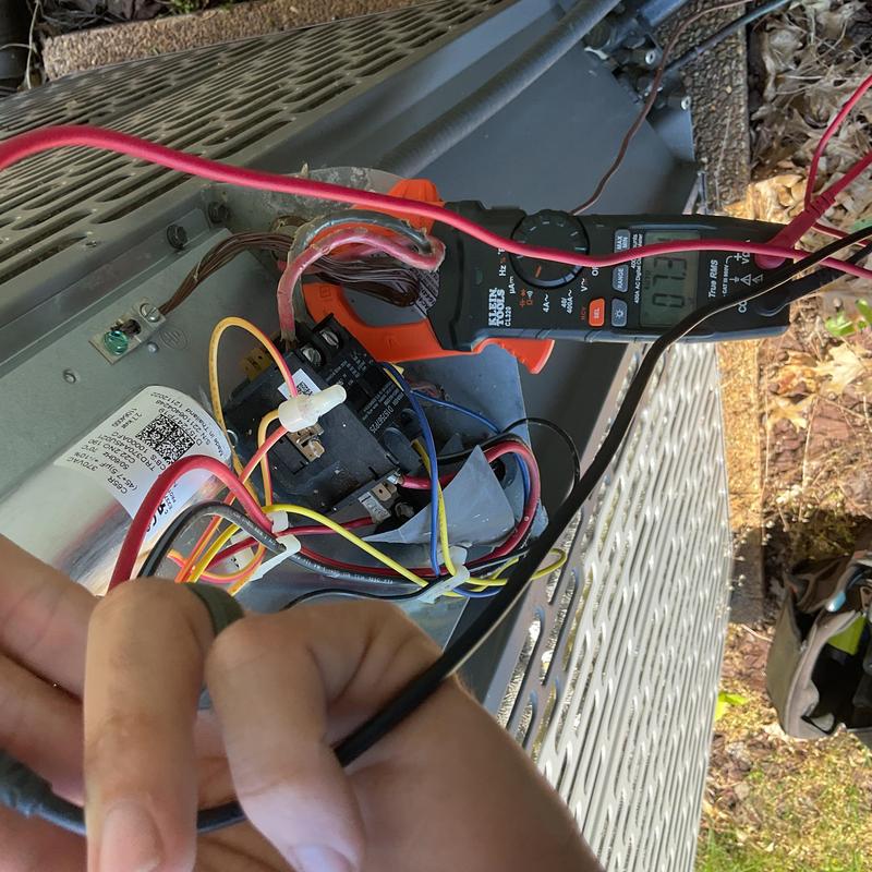 Blower capacitor electrical testing on HVAC unit