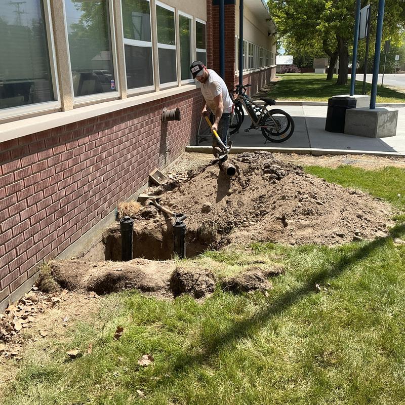 Outside sewer cleanout installation with excavation Outside sewer cleanout installation with excavation