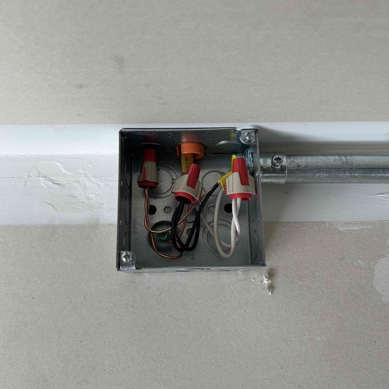 Electrical junction box with wire connectors and conduit Electrical junction box with wire connectors and conduit