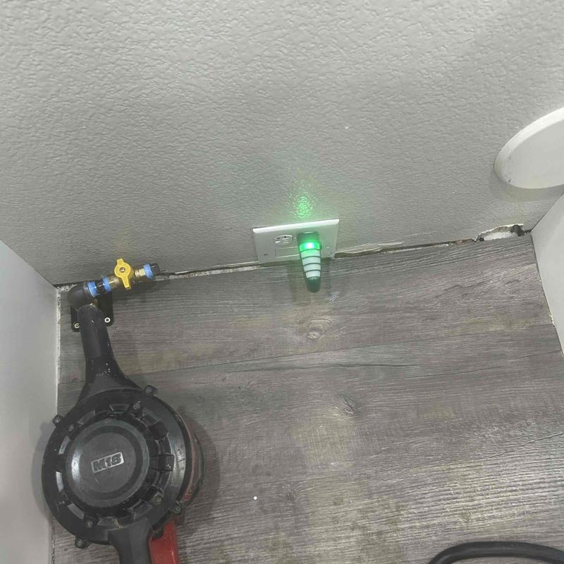 Sump pump area with GFCI receptacle and water valve Sump pump area with GFCI receptacle and water valve